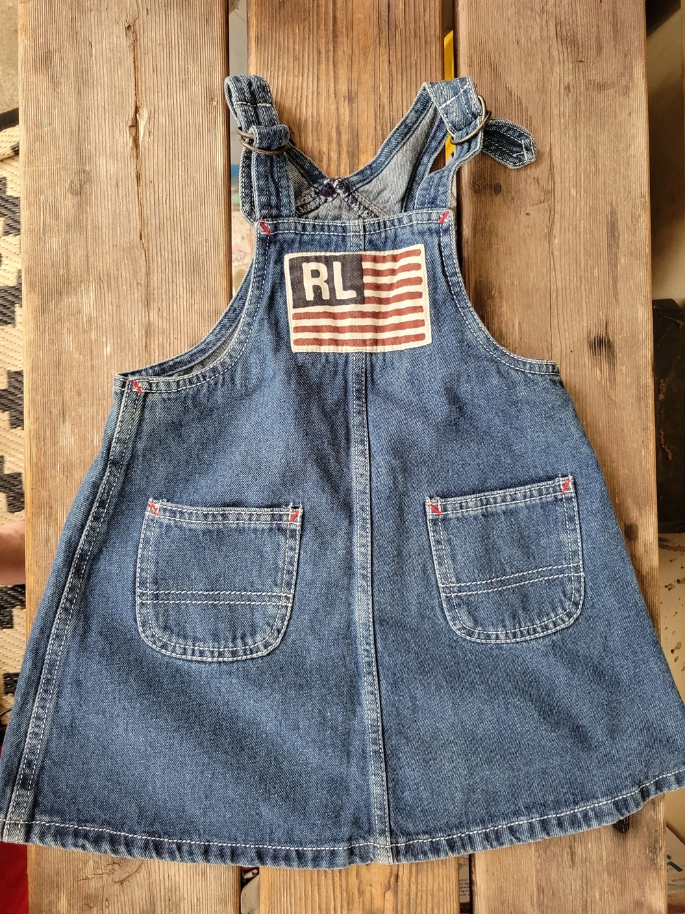 vintage POLO JEANS BY RALPH LAUREN SZ 18-24M VGUC overall jumper USA FLAG dress